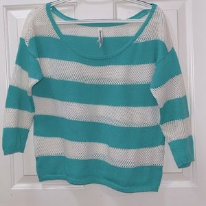 Aeropostale crop sweater blue and white striped Junior’s M